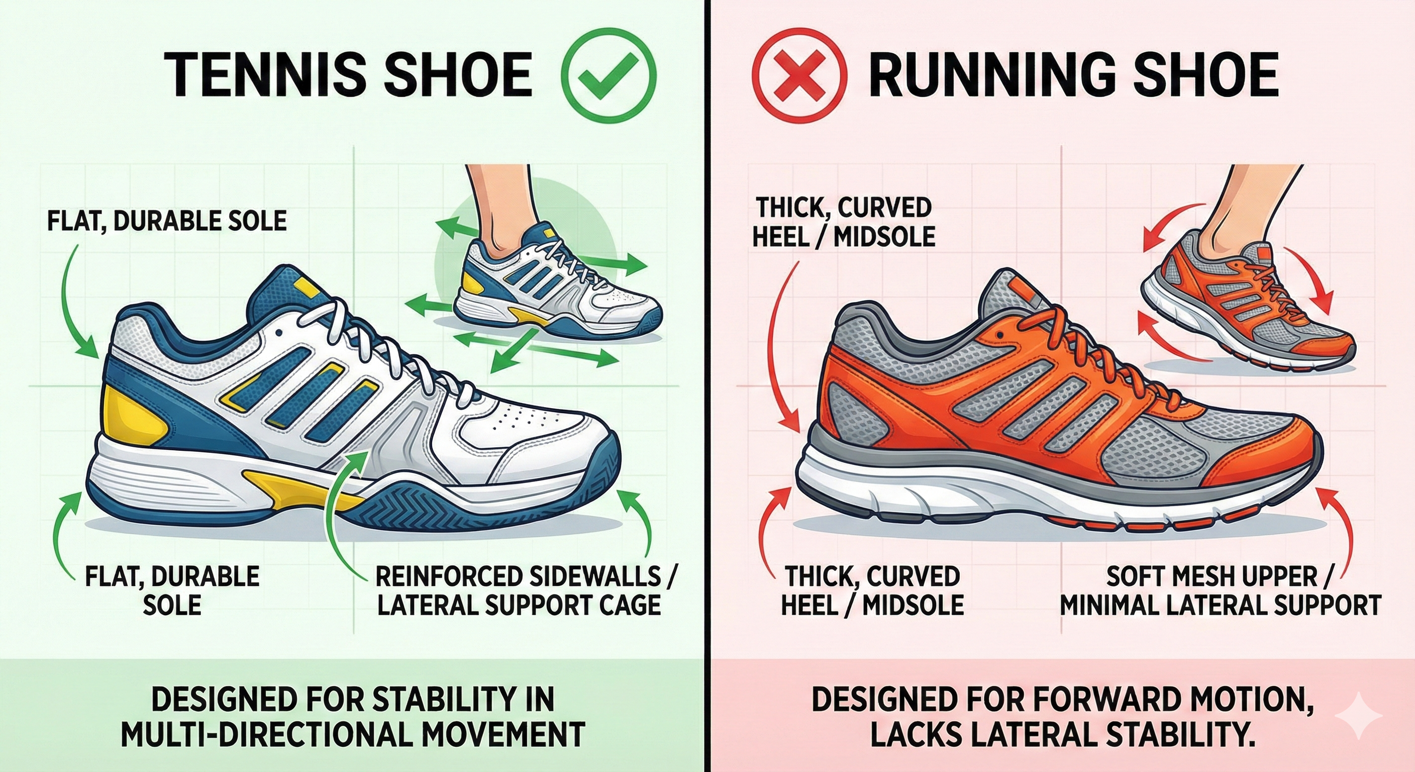 Tennis Shoes vs Running Shoes